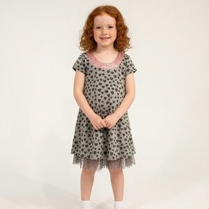 Lipstik Girls Sparkly Hearts 💕 Gray and Pink Kids Dress NWT sz 5